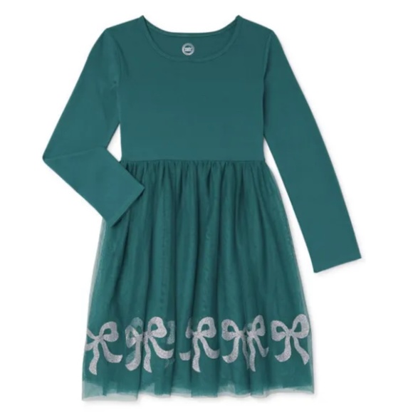 wonder nation Other - Wonder Nation Girls Green TUTU Dress With Silver Glitter Bow XL PLUS (14-16) NEW